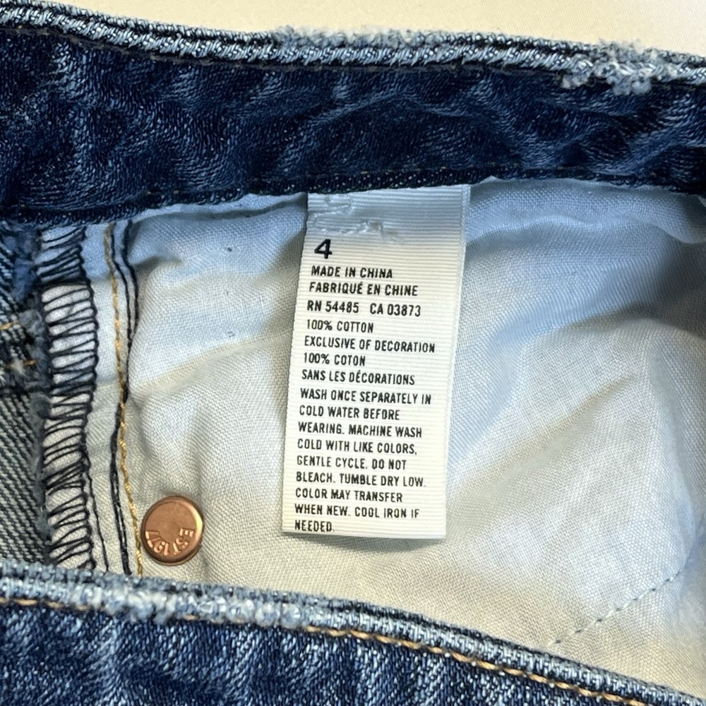 American Eagle Blue Denim Mini Skirt Size 4 Destressed Raw Hem Y2K Style EUC - Picture 5 of 8